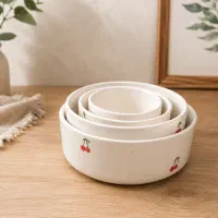 ست چهار تایی ظروف سرامیکی پذیرایی با طرح گیلاس