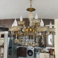 لوستر ۱۰ شعله کریستالی بسیار تمیز مدرن کلاسیک ۲عدد