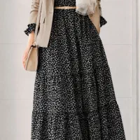 شلوار بگ پلیسه‌دار طرح درتی پرینت