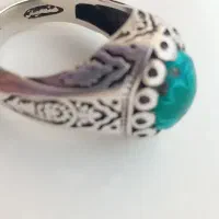 انگشتر نقره قلم کاری با نگین خاص فیروزه