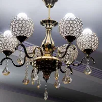 لوستر ۶ چراغ کامل سالم بدون هیچ مشکل