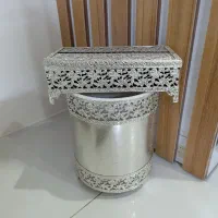 سطل آشغال مسی رنگ نقره ای نو