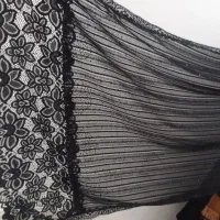 شال مشکی مجلسی ترکیب تور و لمه