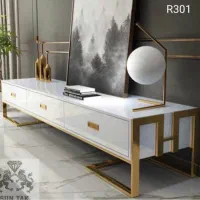 میز تلویزیون سان تک سفید طلایی 100 اینچ