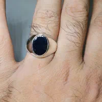 انگشتر نقره عقیق مشکی طبیعی