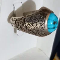 انگشتر فیروزه نیشابوری قلم زنی