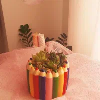 گلدان مدادرنگی فانتزی،با چهار نوع کاکتوس طبیعی