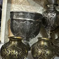 جفت گلدان برنجی قلم استاد رسول زمانی