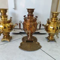 ۳ عدد سماور ذغالی ۶ لیتر خالص برنز قدیمی حد نو