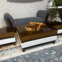 میز وسط مربع و دوعدد میز عسلی سالم