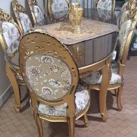 میز ناهار خوری ۸ نفره همراه با مبلمان ۱۲ نفره