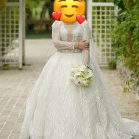 لباس عروس تمام تور جواهر و سنگ دوزی شده