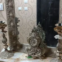 آینه شمعدانی برنجی با آبکاری نقره