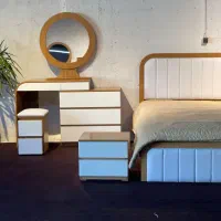 حراج تولیدی آکاچوب سرویس خواب تخت منحنی روکش چوب