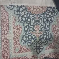 فرش تمام ابریشم زرنیم تا نصف بافته سده