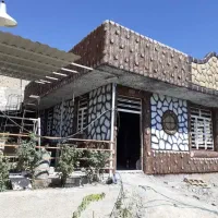 نمای سیمانی طرح چوب وسنگ
