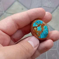 انگشتر نقره فیروزه ناب اعلا نیشابور آبکاری طلا