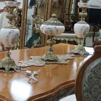 سرویس ست لاله ومیزآباژوری۲عددولوستردکوری فلز وچینی