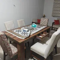 میز نهارخوری ۶ نفره به همراه میز تلویزیون