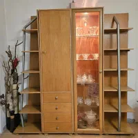 مجموعه ۴ تکه ای  ویترین کمد کشو  بوفه چوب راش