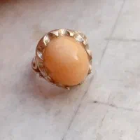 انگشتر عقیق و دُر طلایی