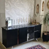 کنسول مشکی ، چوب و استیل با سنگ کورین