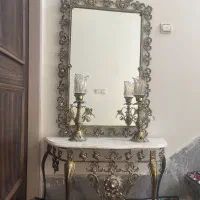 آینه کنسول و شمعدان برنز