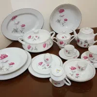 چندسرویس غذاخوری چینی گل سرخ گندم میخک  قوری بشقاب