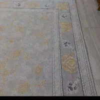 فرش 9متری ضخیم طوسی و طلایی