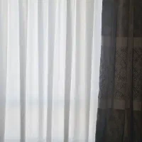 پرده شیری رنگ کتان نخ لمه