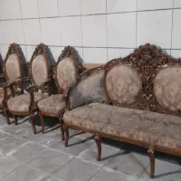 مبل 9نفره با چوب گردو با دو میز عسلی