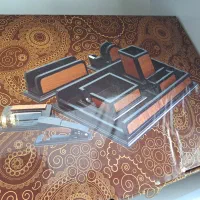 نظم‌ دهنده رومیزی، ست اداری چوبی و چرمی