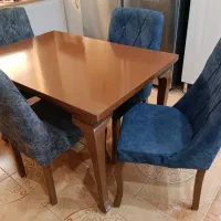 میز نهار خوری چهار نفره طوسی و آبی تیره
