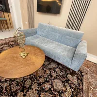 مبل سه نفر چوب راش با میز عسلی
