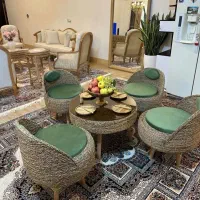 ست چهارنفره مبل حصیری با میز گرد( سبز)