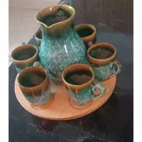 پارچ و لیوان همراه با استند چوبی