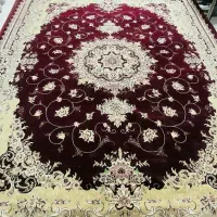 فرش جفت 12متری زرشکی نگین مشهد اصل