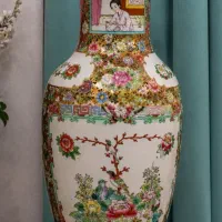 دکوری گلدان چینی گل مرغی نقاشی کار دست سایز بزرگ
