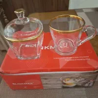 سه دست فنجان و قندان لب طلایی Blinkmax