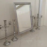 آینه و شمعدان طرح نقره رنگ سیلور