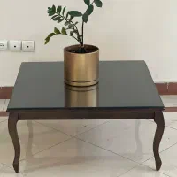 میز عسلی چوبی همراه با شیشه