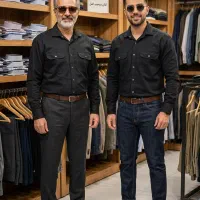 پیراهن مشکی کتان دوجیب کمل