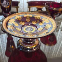 میوه خوری کریستال  طرح مونالیزا زرشکی پر رنگ