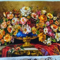 نقشه کامپیوتری گل و گلدان سلطنتی و طرح طاووس