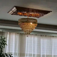 لوستر برنزی ولامپ وزیر لوستری دوعدد کلا ۱۵