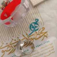 انگشتر مردانه سایز ۱۰ آبکاری نقره سنگ اصل دُر نجف