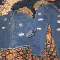 ست شلوار لی و کتش