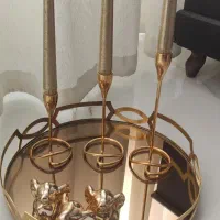 دکوری سینی و جای عود وفیل و شمعدونی