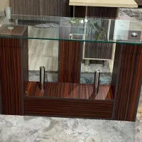 میز تلویزیون چوبی شیشه ای