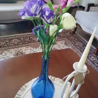 گلدان شیشه ای رنگ آبی نو وشیک